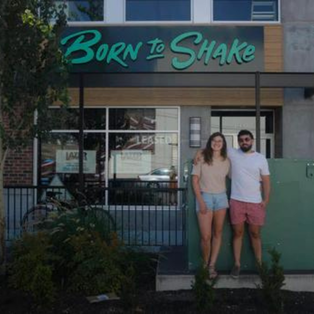 Nicole and Shayne in front of Born to Shake